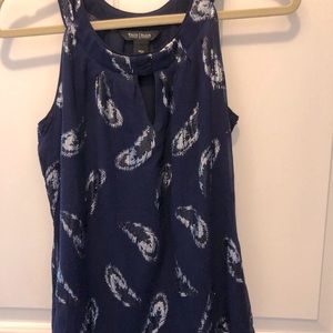 Black and White Market All Silk Blouse metallic threads EUC